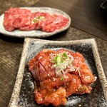 炭火焼肉 たけのうち - 中落ちカルビ、カルビ