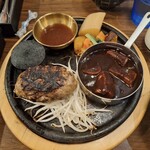 炭火ハンバーグ 肉焼き亭 - ハンバーグとタンシチュー、オニオンソース
