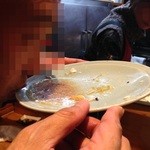 均一軒 - タイ汁完飲のＮ氏。怪訝そうに見る奥さん（笑）