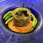 ピッツェリア エ オステリア パドリーノ - アンティパスト　前菜　赤エビのズッキーニ巻き