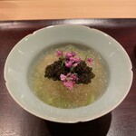 割烹 室井 - 鯛出汁の煮こごり アスパラ ホタテ
