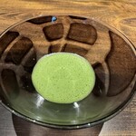 温石 - 抹茶　ガラスの器