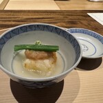 温石 - 馬鈴薯豆腐と鯛の子の揚げ出し　モロッコインゲン