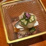 銀座 しのはら - こはだ　みぞれ和え　長芋　スモークサーモン　オクラ