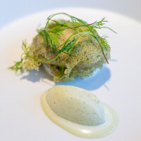 レストラン オオツ - 2024.6 長崎産岩牡蠣フヌイユフリット フヌイユアイス 発酵野菜とフロマージュブランのタルタルソース