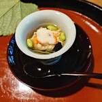 草如庵 - 先付け、じゅんさいと長いもそうめん