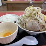 ラーメン もっけだの - 『朝食セット(ハーフラーメンニンニク野菜マシマシ』