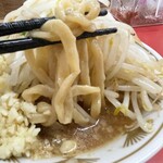 ラーメン もっけだの - 『朝食セット(ハーフラーメンニンニク野菜マシマシ』の麺