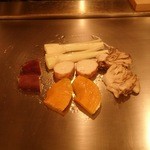 しらかわ - 焼き野菜（マコモダケ、舞茸、サツマイモ、カボチャ、長芋）