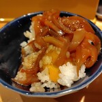 麺家 たけ田 - 漁師の白イカ漬け丼半分