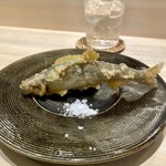 恵比寿 鮨 謙心 - 鮎とアボカドの天ぷらにマルドン塩！