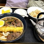 牧のうどん 博多バスターミナル店 - ミニうどん・ミニかしわセット660円