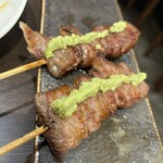 焼鳥 古友里 - 和牛中落ち　わさび　高級感すごい