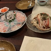 まある - 天然夏ふぐてっさ＆ズワイ蟹むき身