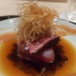 肉屋 田中 - 鰹、和牛のミルフィーユ、ミョウガ