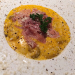 ルセット シェ イイナ - カボチャと生ハムのニョッキ 1100円。