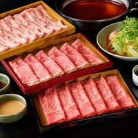【三種のお肉のしゃぶしゃぶorすき焼き食べ放題】国産牛リブロース