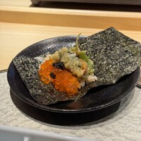 京橋 天冨良と鮨 いしい - ウニ天ぷら