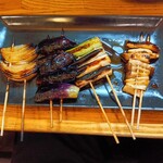 炭火焼鳥中村屋 - たまねぎ、なす、ねぎ、えりんぎ