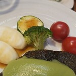 キッチン ブルー グローブ - 備え付け野菜のアップ