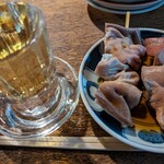 宇ち多゛ - 梅割り　レバボイルとガツ一本ずつお酢です