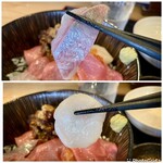 海鮮酒場 誠大 - 上 サーモン
下 帆立は薄切り