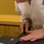 兄弟寿し - 鯵の切付け