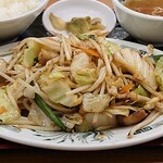 日高屋 - 日高屋 西葛西北口店 肉野菜炒め定食の山盛りの肉野菜炒め