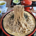 麺処びわ - 薄っすらホシが見える細切りの生麺は、
優しいコシで、スルスルと喉越しよく入っていきます。
お水がキレイですので、普通に美味しいお蕎麦