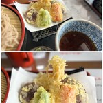麺処びわ - 天ぷらは、ニンジン、エノキ、ピーマン、椎茸、
ナス、カボチャ、サツマイモ