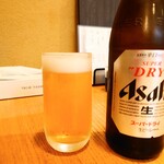 やぶ善 - 瓶ビール (アサヒ スーパードライ)、630円。