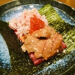 銀座 ちかみつ - 厳選和牛の雲丹と蟹のユッケドック