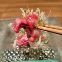 肉割烹 喰心 - ユッケ、みょうががメチャクチャさっぱり