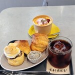CHAKU - ■きなこもちウユクリームスコーン
■アールグレイクリームスコーン
■チェリーグリークヨーグルトプディン