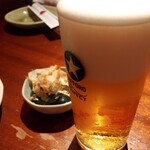 創菜酒膳 肴蔵 - お通しと生ビール