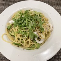 Osteria Tutto Sole - 白イカとブロッコリー、アンチョヴィのスパゲッティ