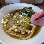 めん処 きよ洲 - サバとオリーブのぶたらぁめん850円税込いわぎんアプリで大盛り無料！