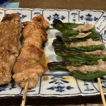 鳥しん - 焼鳥Aコース、ししとう肉詰め