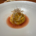 ひまわり食堂 - ゴーヤのオムレツ　赤紫蘇のソース