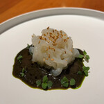 ひまわり食堂 - アオリイカと茄子イカスミのソース