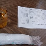 日進食堂 - 最初にお冷やとおしぼり(ホット)♪