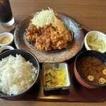 海山亭いっちょう - 鶏の唐揚げ＆ヒレカツ串定食