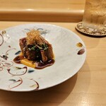 鮨 きのした - ツナのカツ+マスタード、揚げた白ネギ