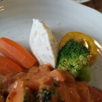 キッチン ブルー グローブ - 備え付け野菜のアップ