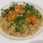 レ・カーヴ・ド・タイユヴァン - 赤海老とそら豆のリゾット。