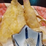 無庵 - 葉生姜豚巻揚げ　きす天麩羅　旨塩