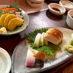 蕎麦見世のあみ - 板わさに糠漬