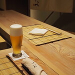割烹さいお - 乾杯は生ビール