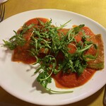Osteria Giglio d'oro - Ravioli di Ortica con Pomodoro e Rucola(西洋イラクサのラビオリ トマトソースとルッコラを添えて)