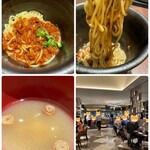 ヒルトン 広島 - 汁無し担々麺（広島グルメ）、担々麺をこそっとリフト( ◠‿◠ )、味噌汁